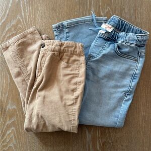 Boys size 6 pants, tan corduroy crown & ivy, Blue drawstring cat & jack Jeans